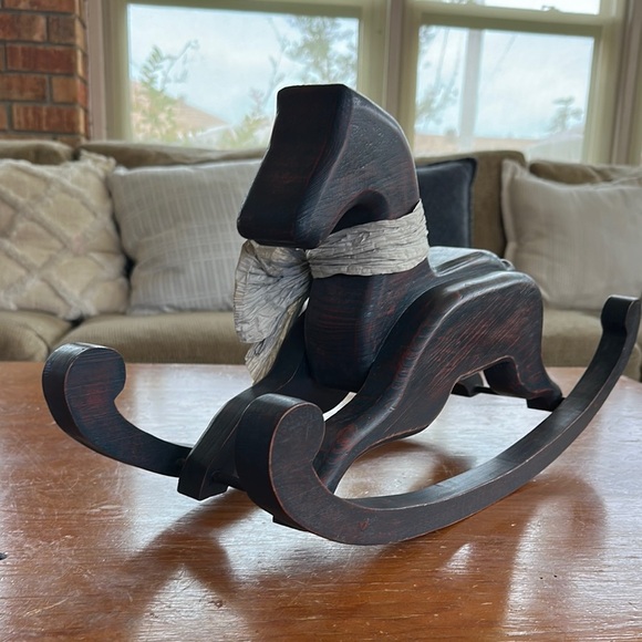 Vintage Wooden Rocking 22” Horse Decor with Bow - Picture 7 of 12